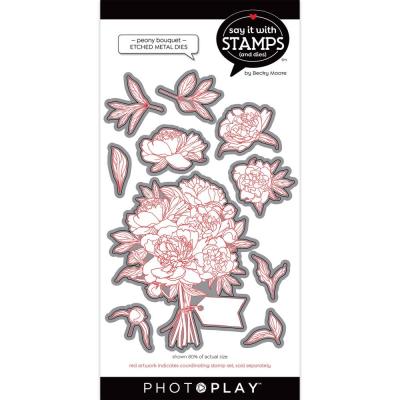 PhotoPlay Say It With Stamps Die Set - Peony Bouquet